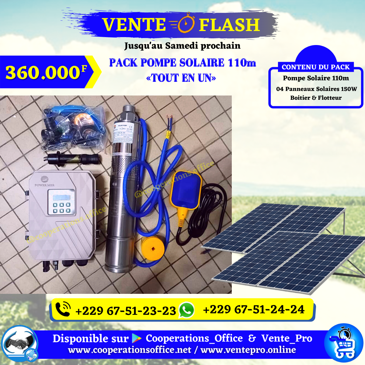 Pack Pompe solaire 110m (petit modèle)